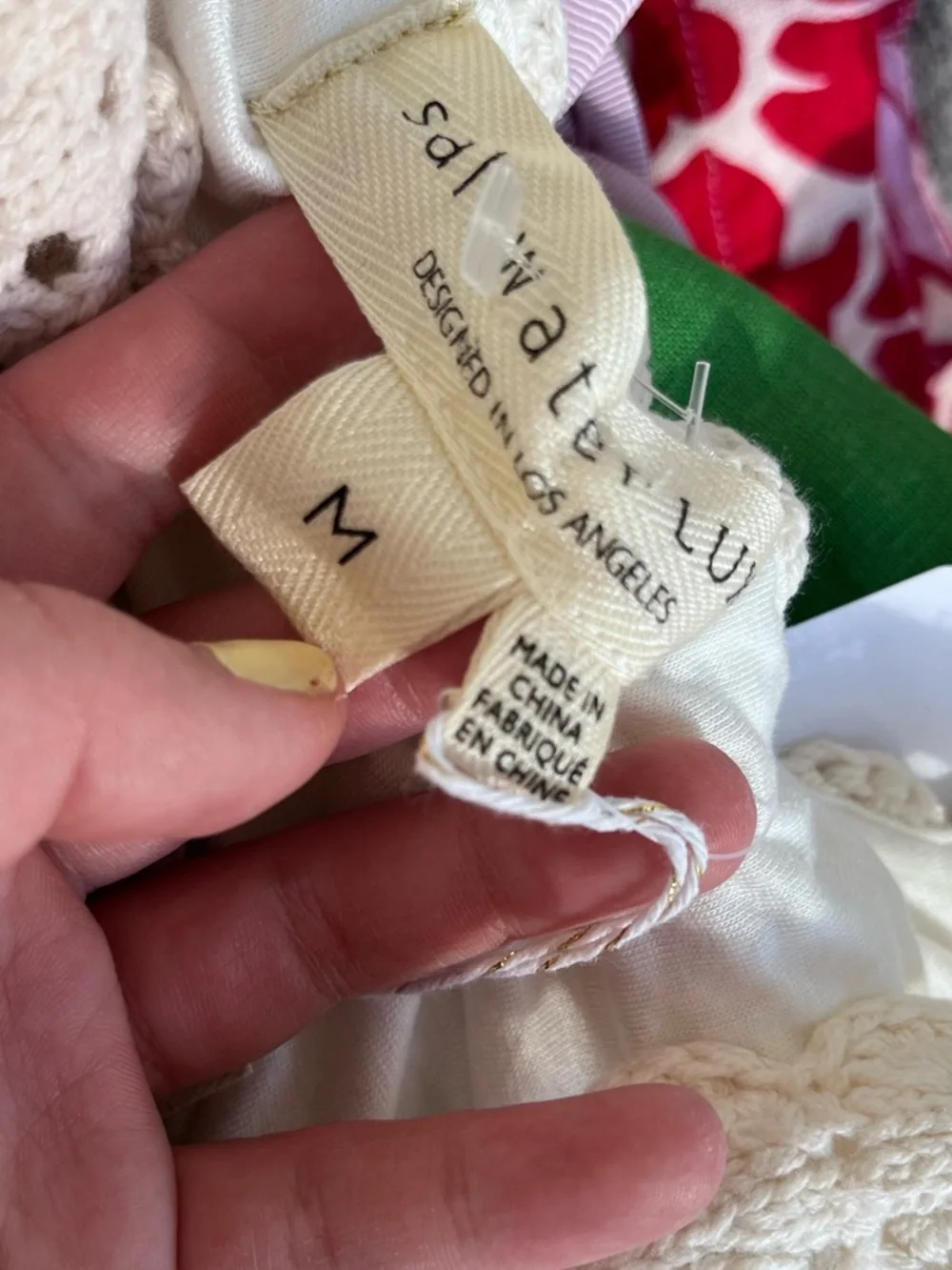 Saltwater Luxe Los Angeles Newland Midi Dress Crochet Knit Flowers Cream NWOT - Picture 8 of 8